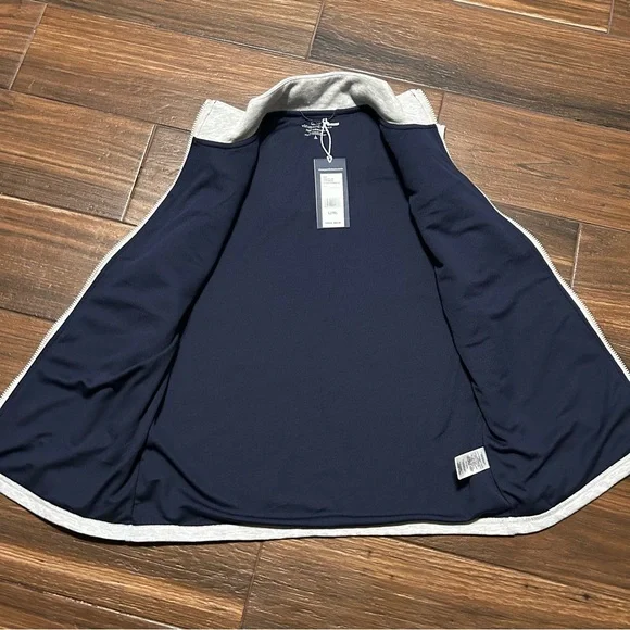Vineyard Vines Boys Performance Vest Large 16 Gray Navy Blue Lining Full Zip NWT - Picture 4 of 8